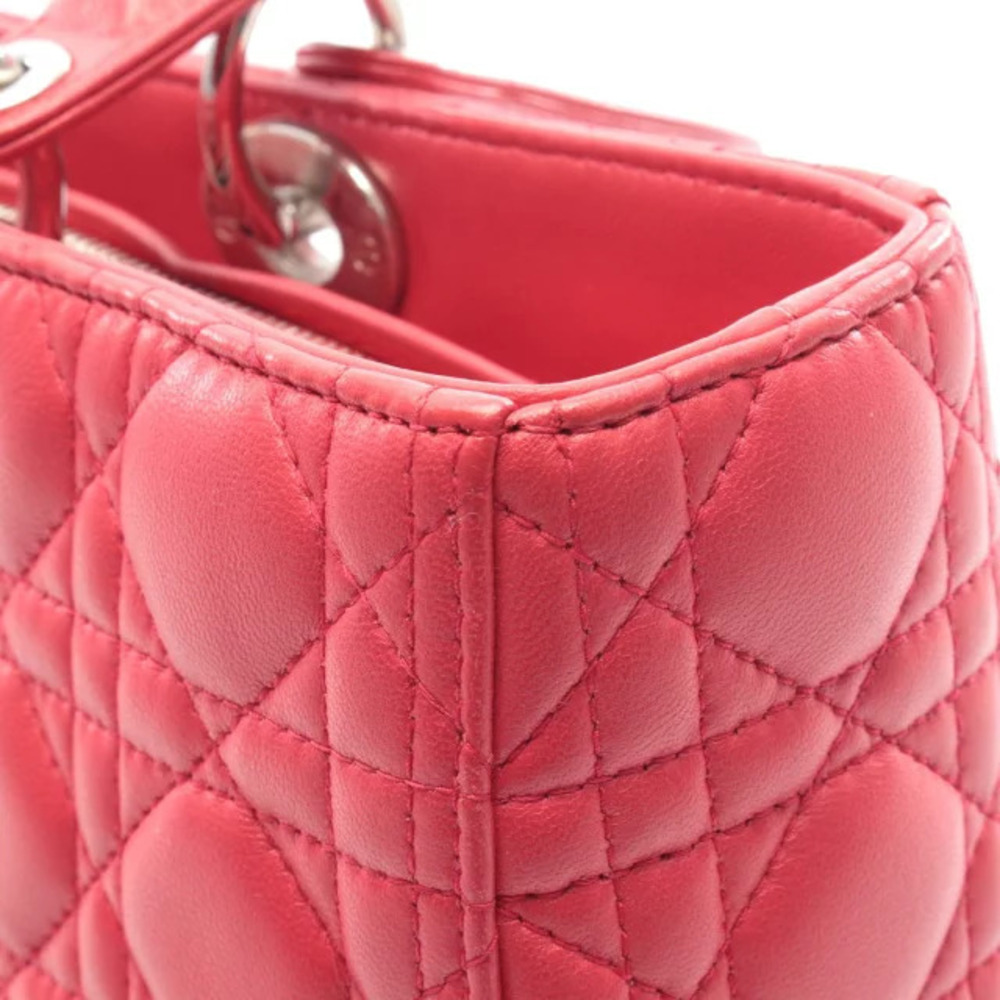 Dior Lady Cannage Handbag Leather Red - Picture 6 of 7